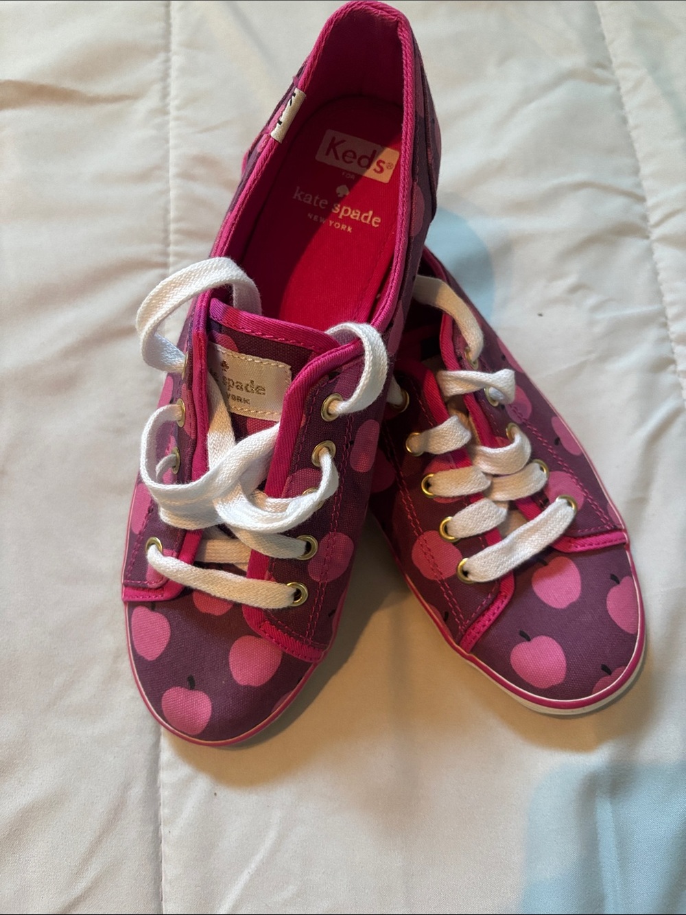 kate spade Pink Apple Print keds Canvas Sneakers size 6